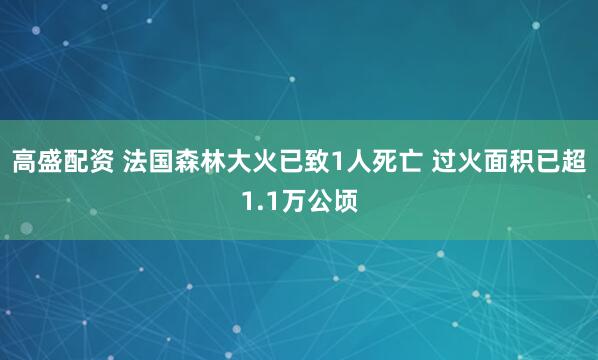 高盛配资 法国森林大火已致1人死亡 过火面积已超1.1万公顷