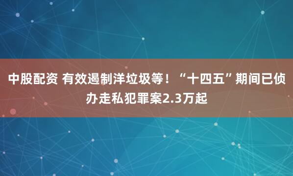 中股配资 有效遏制洋垃圾等！“十四五”期间已侦办走私犯罪案2.3万起