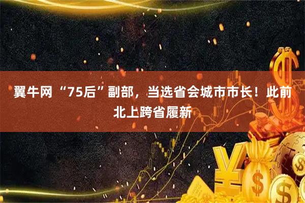 翼牛网 “75后”副部，当选省会城市市长！此前北上跨省履新