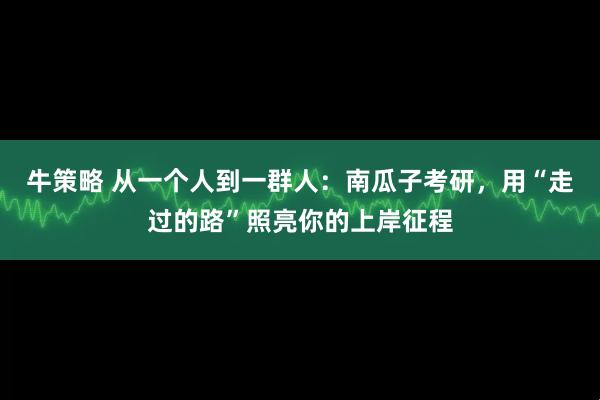 牛策略 从一个人到一群人：南瓜子考研，用“走过的路”照亮你的上岸征程